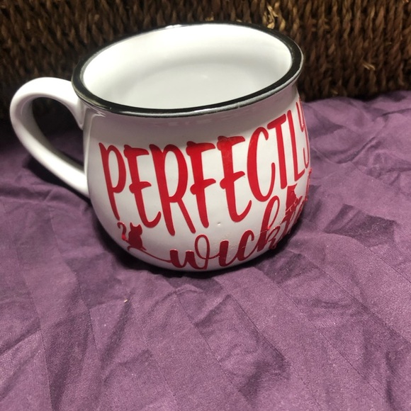 Perfectly Wicked White and Red Mug- new- cricut vinyl by me- great gift - Picture 5 of 5